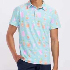 Tipsy Elves Men's Cocktail Caddy Disc Golf Polo Shirt Size L Beach‎ Vacation
